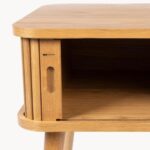 Marudhar Craft Scandi-Modern Tambour Walnut Bedside Table - Image 5