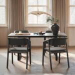 Rectangular Solid Wood Dining Table with Rounded Edges (Dark Finish)