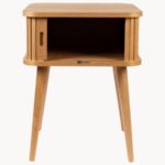 Marudhar Craft Scandi-Modern Tambour Walnut Bedside Table - Image 2