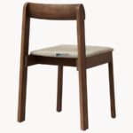 Modern Solid Wood Dining Chair with Upholstered Seat (Dark Walnut Finish) - Image 2