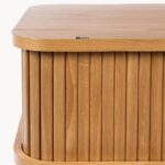 Marudhar Craft Scandi-Modern Tambour Walnut Bedside Table - Image 3