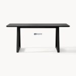 Rectangular Solid Wood Dining Table with Rounded Edges (Dark Finish) - Image 5