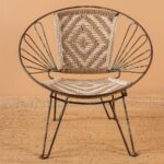Vintage Balloon Chair with Two-Tone Natural Weave - Image 3