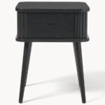 Marudhar Craft Scandi-Modern Tambour Walnut Bedside Table - Image 6