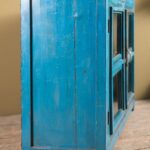 Vintage Blue Wooden & Metal Cabinet with Glass Doors - Image 5