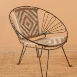 Vintage Balloon Chair with Two-Tone Natural Weave - Image 4