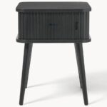 Marudhar Craft Scandi-Modern Tambour Walnut Bedside Table - Image 2