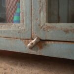 Slate Grey Vintage Wooden & Metal Sideboard with Glazed Doors - Image 8