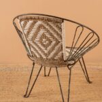 Vintage Balloon Chair with Two-Tone Natural Weave - Image 2