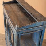 Vintage Blue Wooden Display Cabinet with Glass Panels - Image 3
