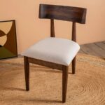 Cormac Acacia Wood Upholstered Dining Chair with Vinegar Finish