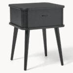 Marudhar Craft Scandi-Modern Tambour Walnut Bedside Table - Image 4