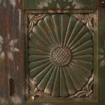 Carved & Painted Vintage Wooden Sideboard with Decorative Tiles - Image 4