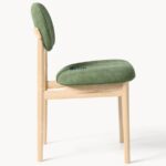 Modern Fabric Upholstered Wooden Dining Chair (Olive Green) - Image 2