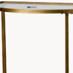 Modern Metal & Glass Console Table with Shelf (Antique Gold Finish) - Image 2