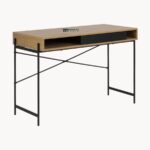 Industrial Style Solid Wood Study Desk with Metal Frame - Image 4