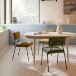 Oval Light Wood Dining Table with Ribbed Edge