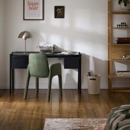 Modern Fluted Solid Wood Writing Desk – Natural Finish