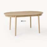 Oval Light Wood Dining Table with Ribbed Edge - Image 5