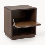 Modern Mixed-Material Nightstand with Fabric Inlay - Image 3