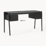 Modern Fluted Solid Wood Writing Desk – Natural Finish - Image 6