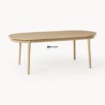 Oval Light Wood Dining Table with Ribbed Edge - Image 6