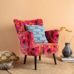 Cerise Bird of Paradise Velvet Armchair