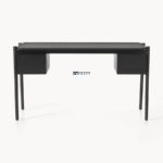 Modern Fluted Solid Wood Writing Desk – Natural Finish - Image 2