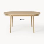 Oval Light Wood Dining Table with Ribbed Edge - Image 2