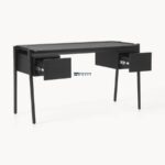 Modern Fluted Solid Wood Writing Desk – Natural Finish - Image 3