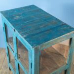 Blue Vintage Wooden Display Cabinet with Glass Panels - Image 5