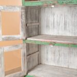 Red & Green Vintage Wooden Cabinet with Glass Doors - Image 5