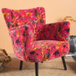 Cerise Bird of Paradise Velvet Armchair - Image 4