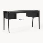 Modern Fluted Solid Wood Writing Desk – Natural Finish - Image 4