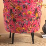 Cerise Bird of Paradise Velvet Armchair - Image 5