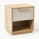 Nordic Light Oak Nightstand with Fabric Inlay - Image 3