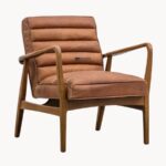 Wooden Leatherette Lounge Single Seater Chair - Image 3