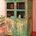 Vintage Green & Cream Wooden Storage and Display Cabinet - Image 3