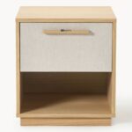 Nordic Light Oak Nightstand with Fabric Inlay - Image 4