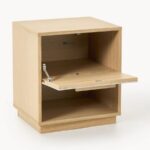 Nordic Light Oak Nightstand with Fabric Inlay - Image 5