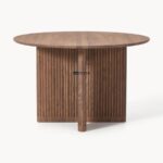 Round Wooden Dining Table with Fluted Pedestal Base - Image 4