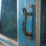 Blue Vintage Wooden Glazed Display Cabinet with Glass Doors - Image 5