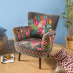 Grey Bloomingville Embroidered Velvet Armchair