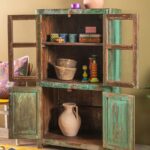 Vintage Green Wooden Storage & Display Cabinet - Image 3