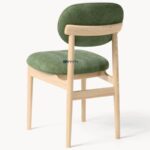 Modern Fabric Upholstered Wooden Dining Chair (Olive Green) - Image 3
