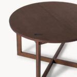 Modern Round Wooden Dining Table with Cross Base - Image 2