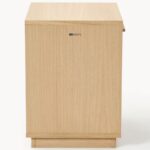 Nordic Light Oak Nightstand with Fabric Inlay - Image 7