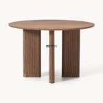 Round Wooden Dining Table with Fluted Pedestal Base - Image 6