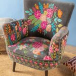Grey Bloomingville Embroidered Velvet Armchair - Image 4