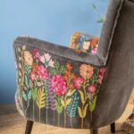 Grey Bloomingville Embroidered Velvet Armchair - Image 5